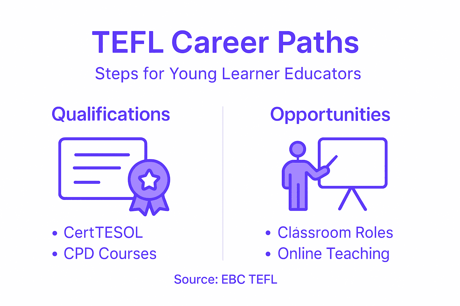 Infographic on TEFL career steps and options