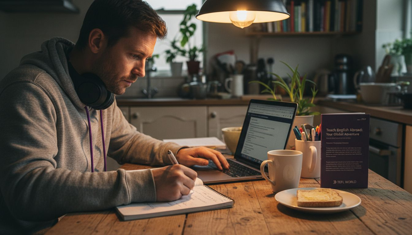 Person researching TEFL programme options