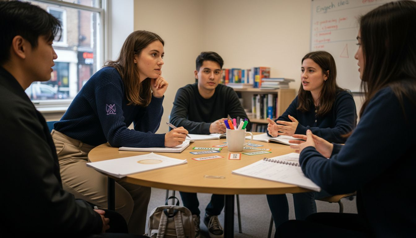 Teacher coaching students during classroom exercise