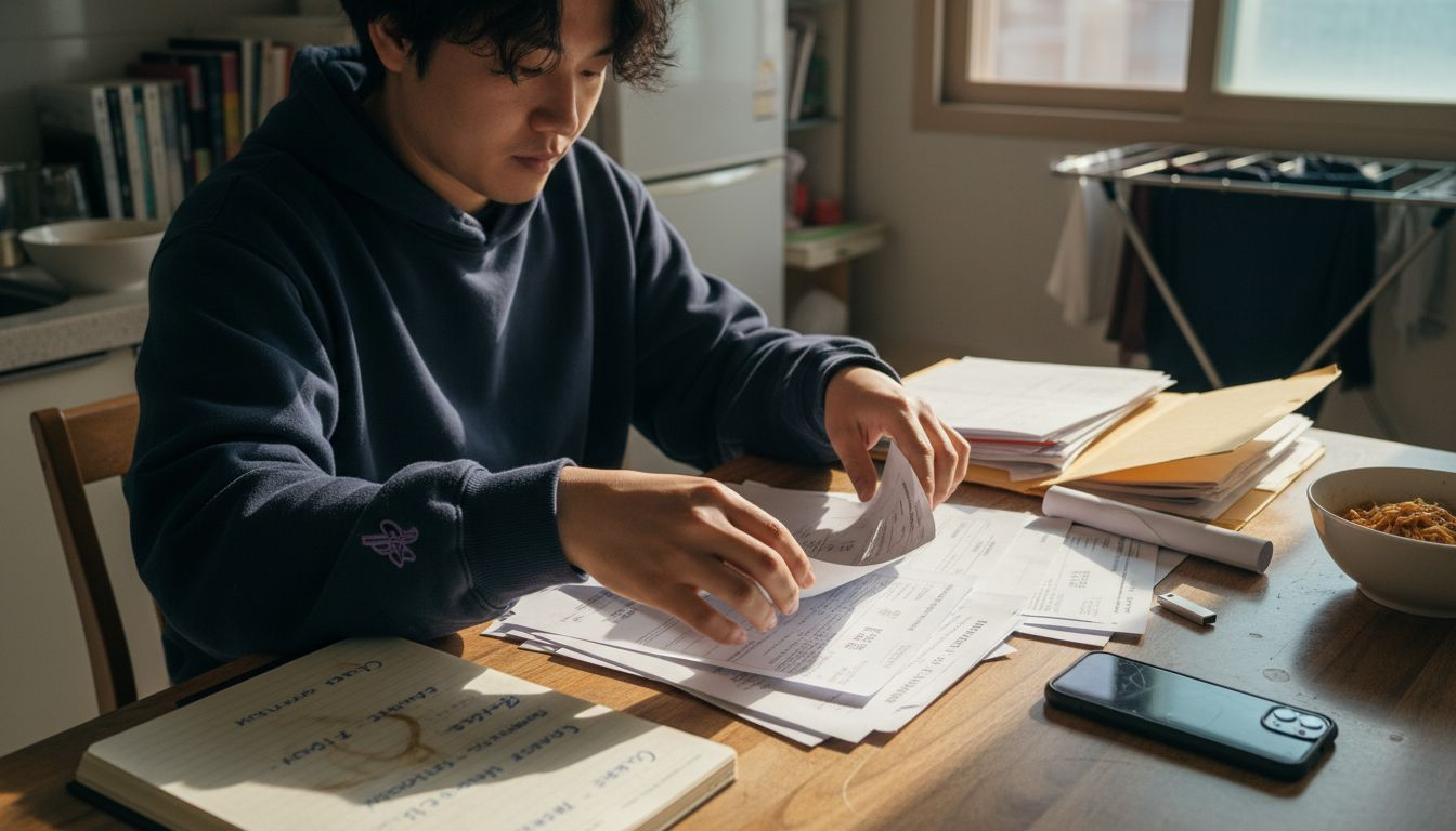 Teacher preparing visa paperwork in Korea