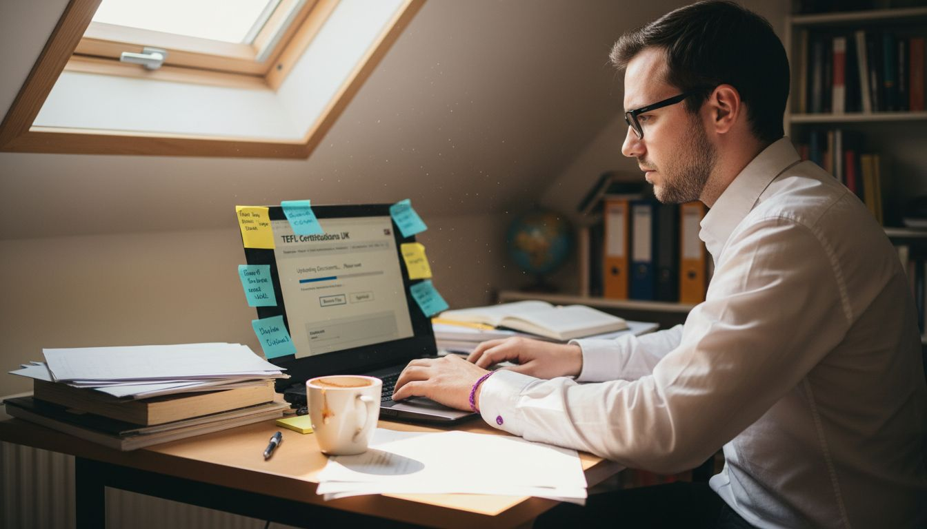 Teacher submitting TEFL certification online