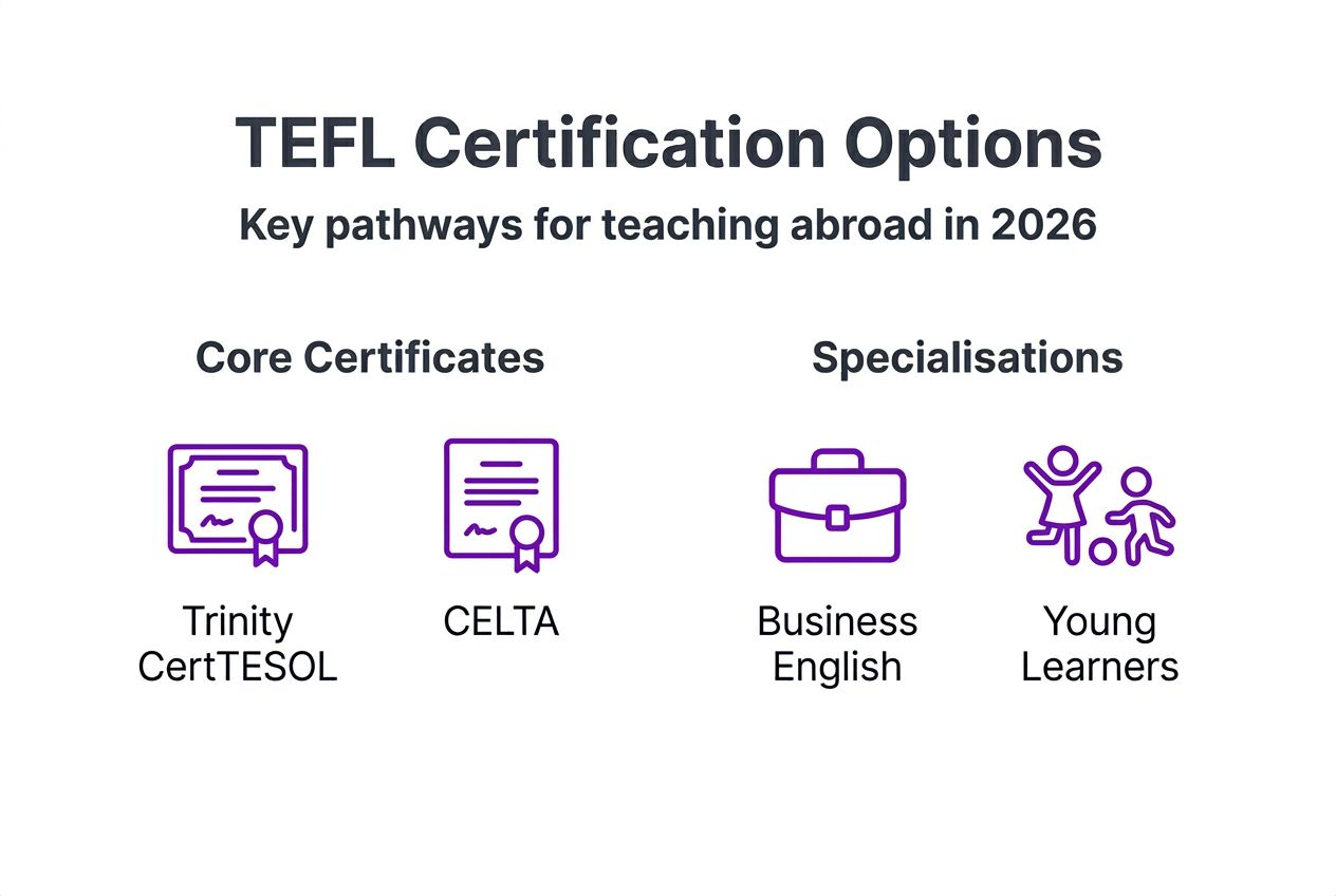 Infographic summarizing TEFL certification pathways