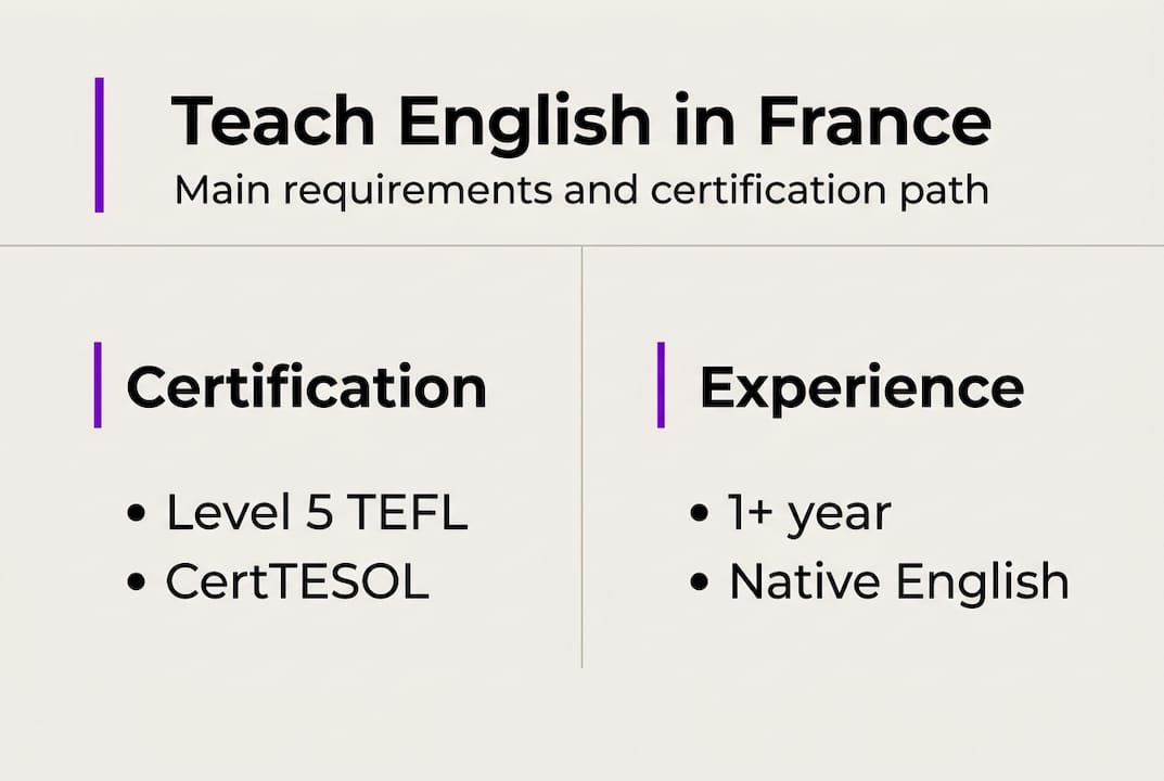 Infographic of teaching English in France requirements