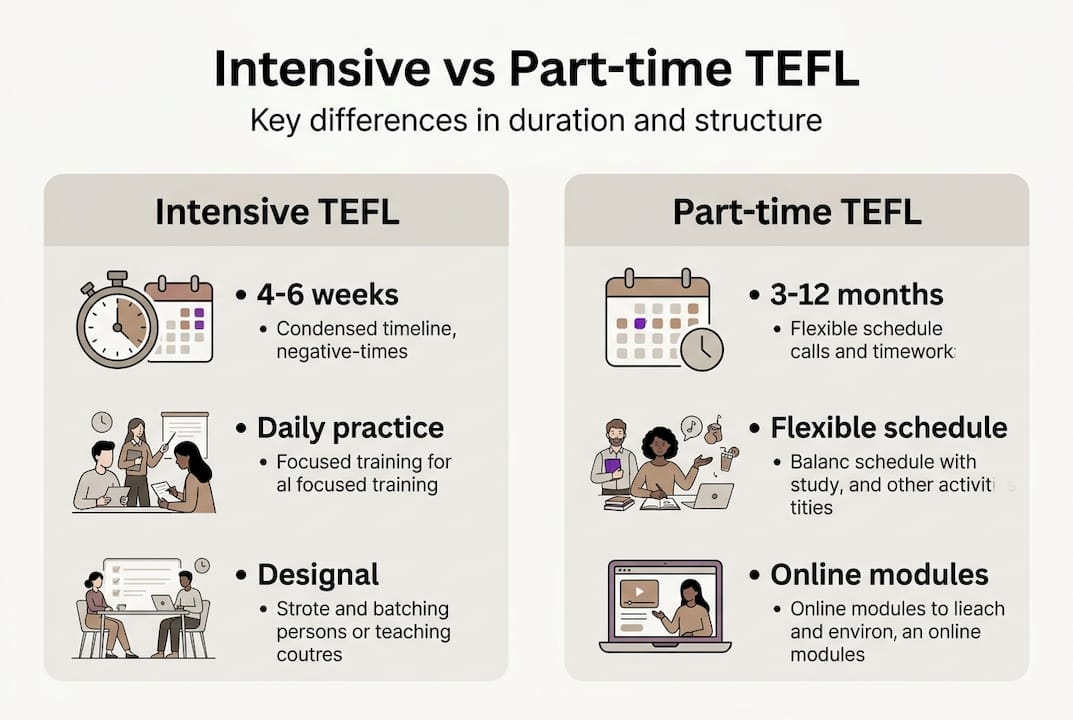 Infographic comparing intensive and part-time TEFL