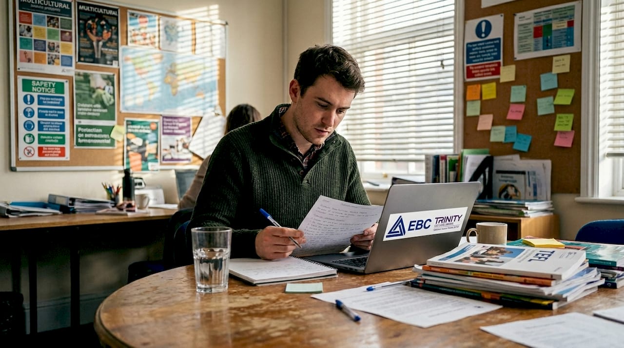 Teacher reviewing profiles for cultural sensitivity