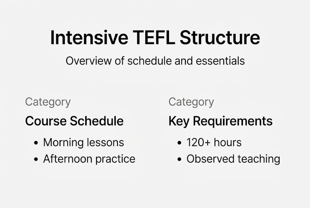 Infographic showing intensive TEFL course structure
