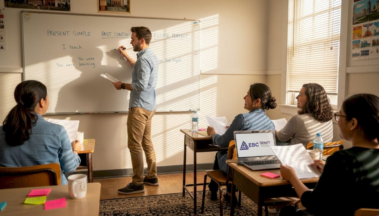 TESOL trainee teaching classroom lesson