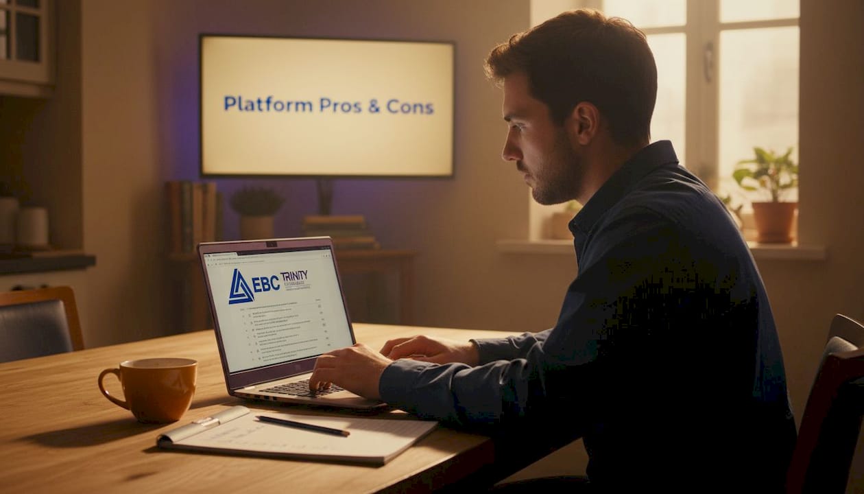 Person reviewing online teaching platform choices