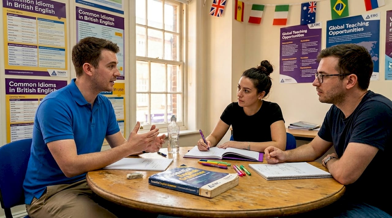 Teacher building rapport with adult students