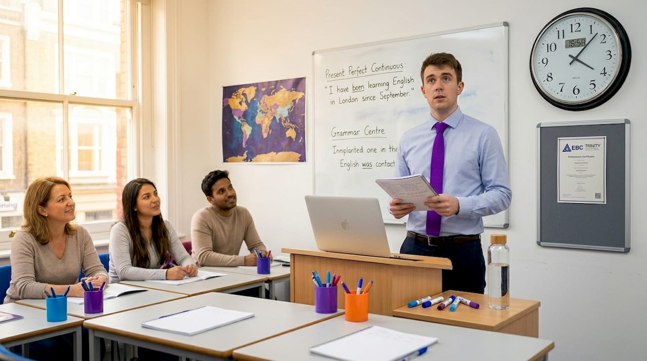 New TEFL teacher looking uncertain in classroom