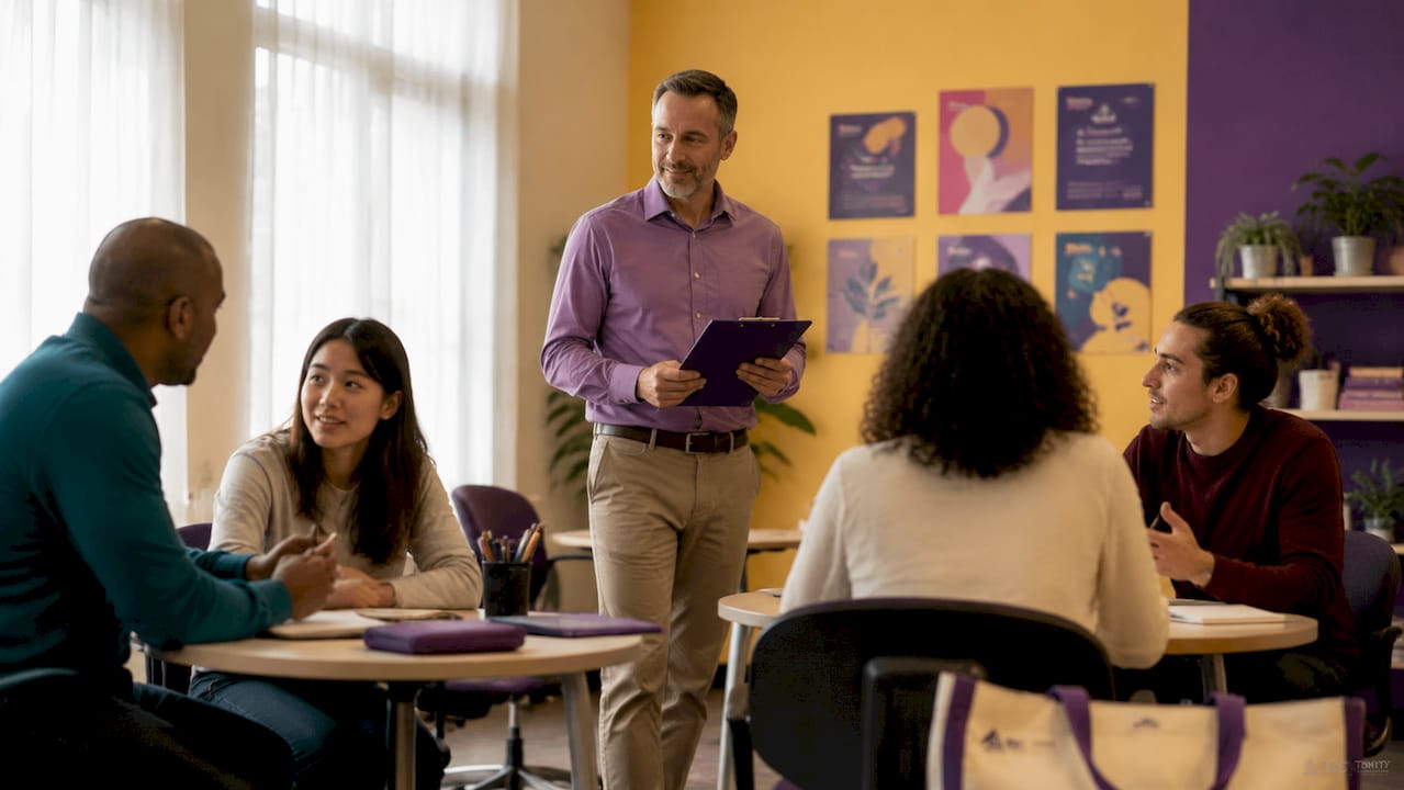 TEFL teacher observing informal classroom assessment