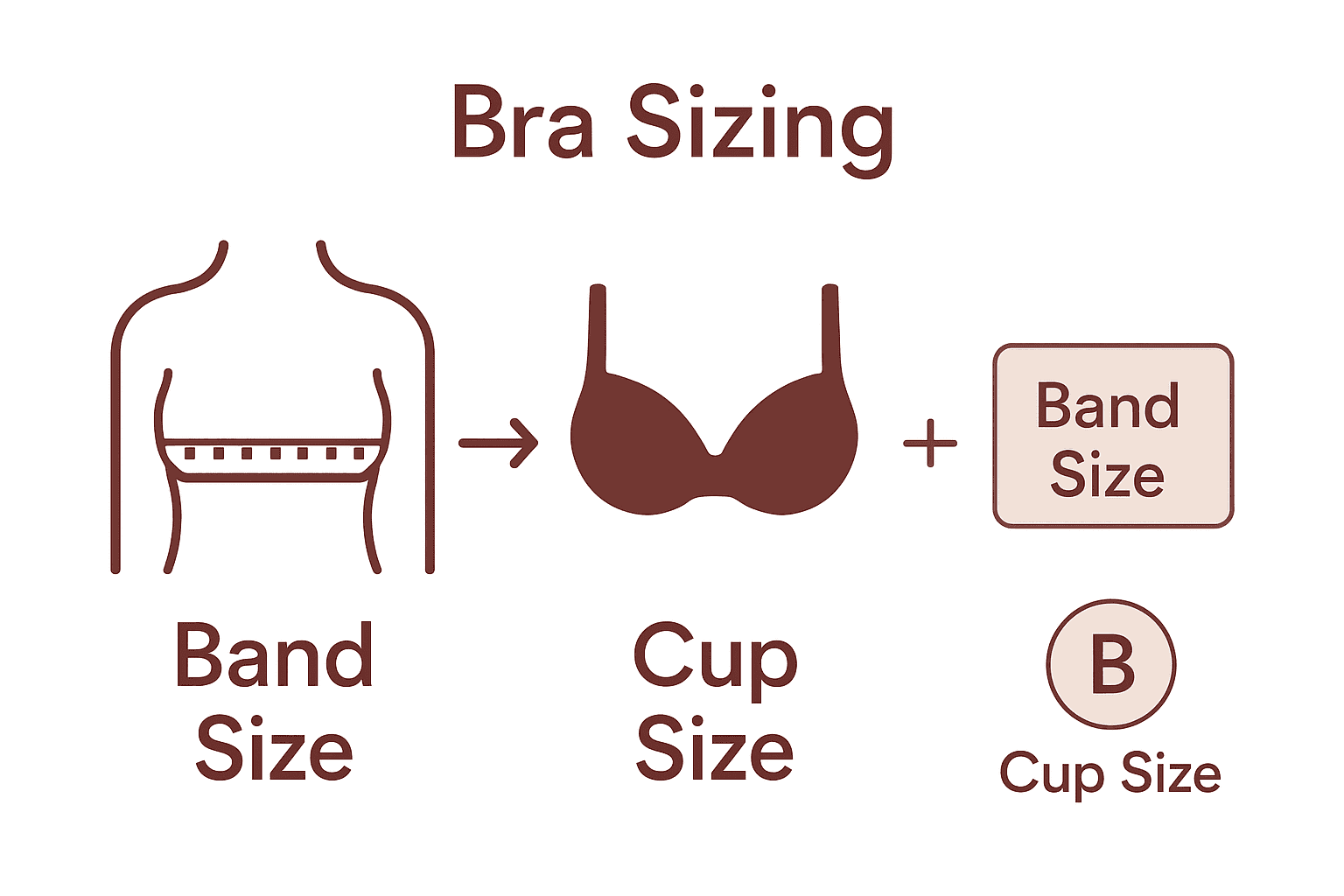 Infographic showing process for maternity bra measurement steps
