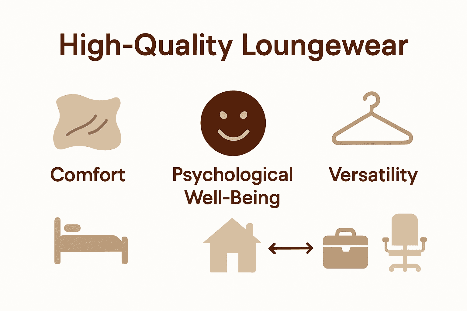 Infographic showing comfort, psychological benefits, and versatility of loungewear.