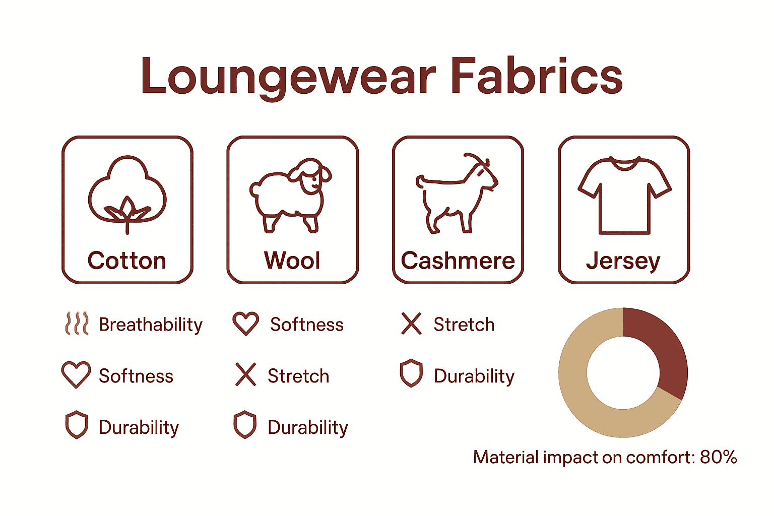Infographic comparing loungewear material qualities.