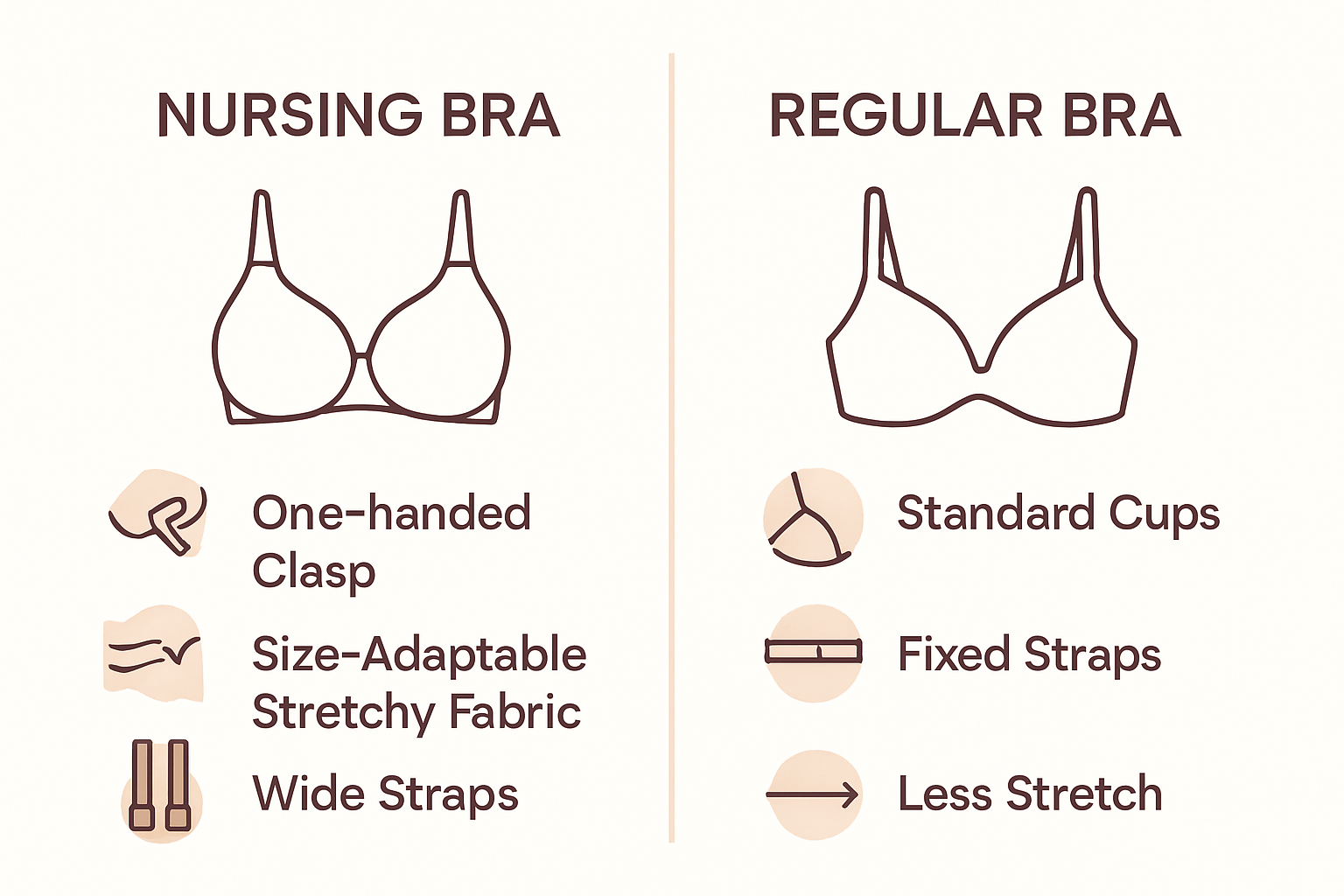 Infographic comparing nursing bras vs regular bras visually