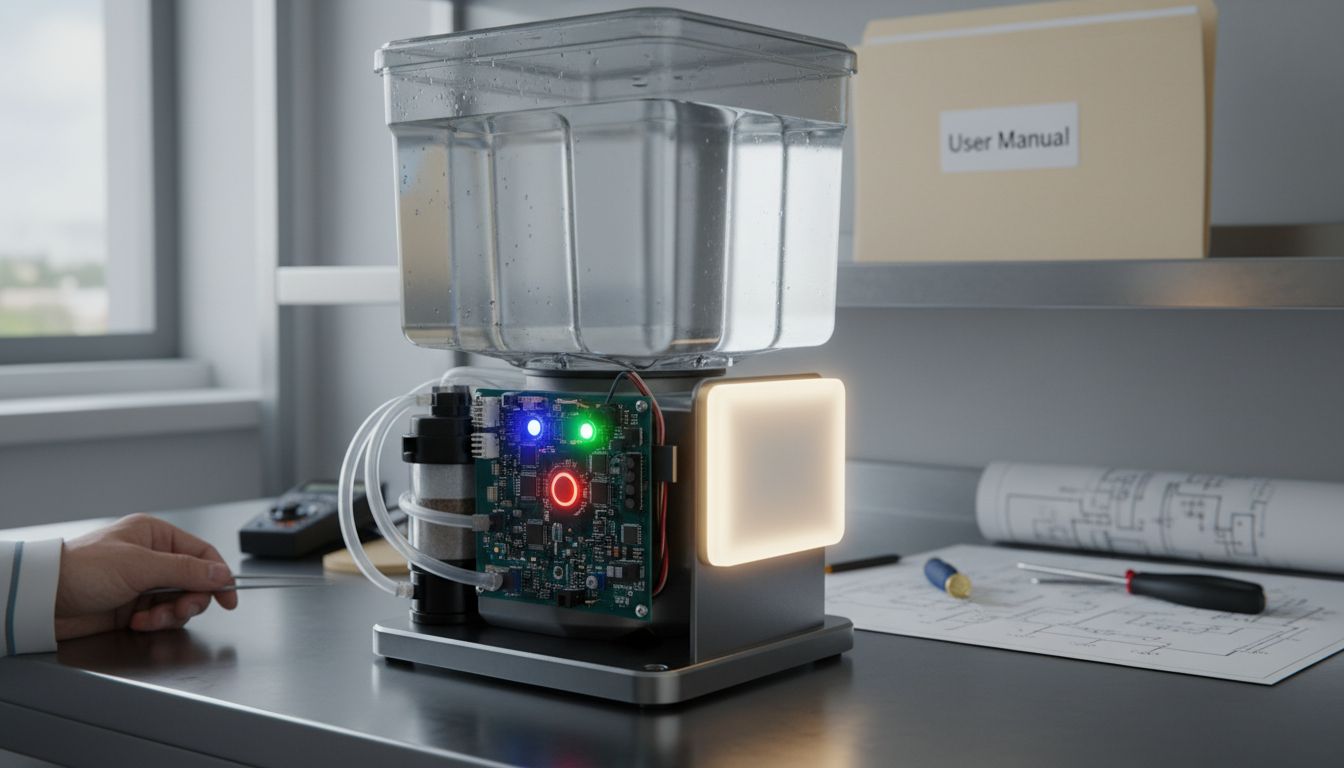 Close-up of dispenser mechanism and sensor