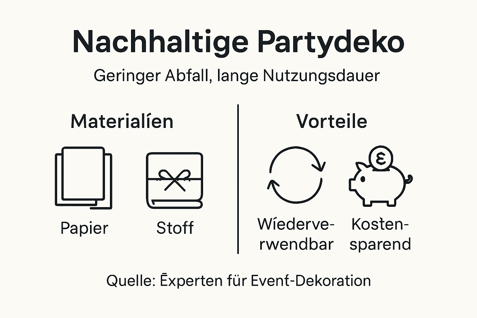 Infografik: Nachhaltige Ideen für umweltfreundliche Partydekoration auf einen Blick