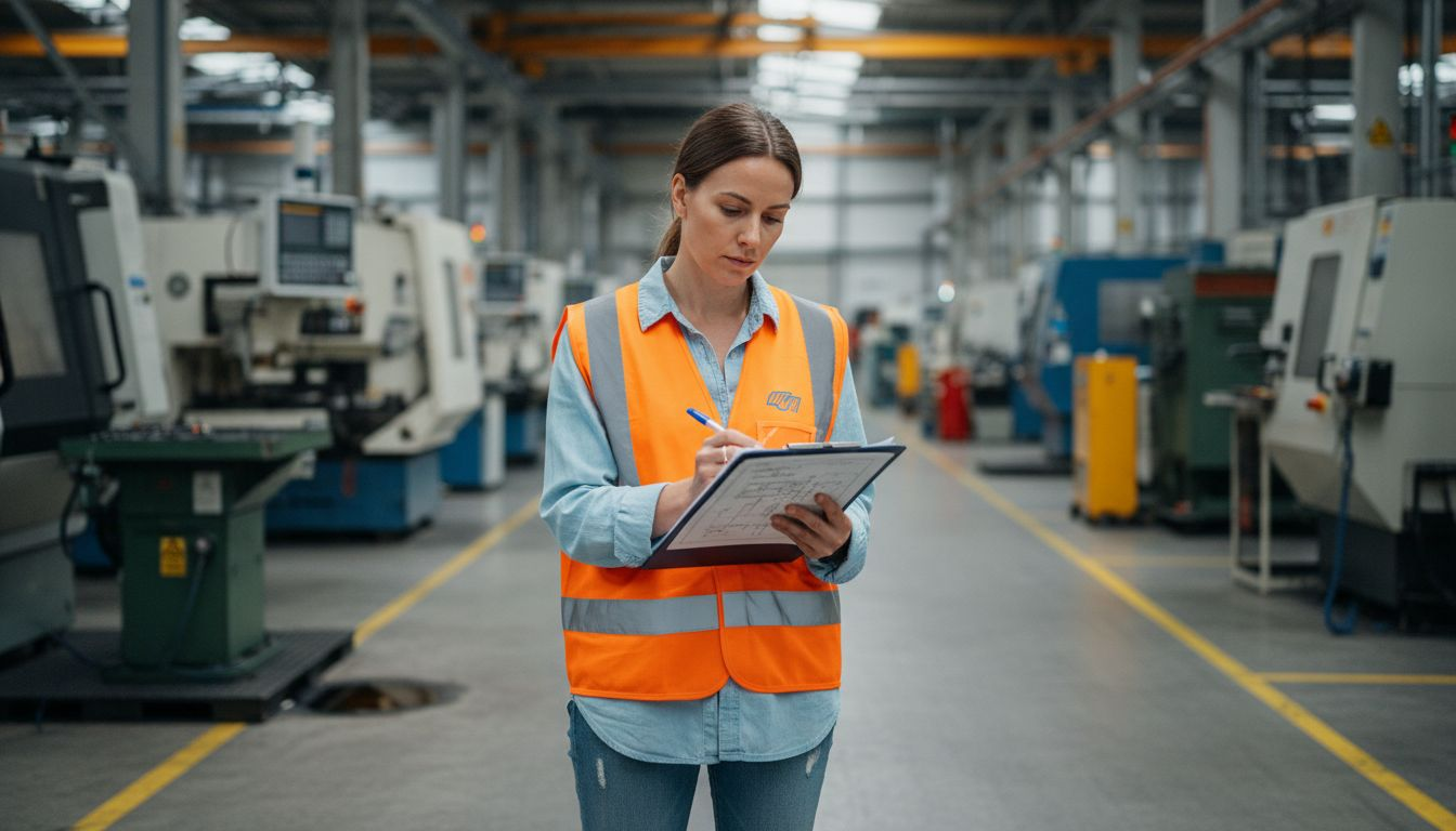 Eine Ingenieurin entwickelt Konzepte, um den Energieverbrauch in der Fabrik nachhaltig zu senken.