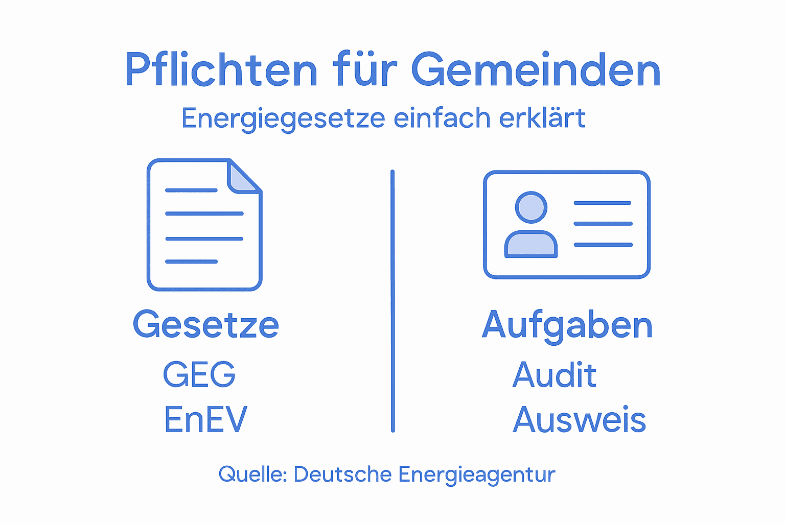 Übersichtsgrafik zu zentralen Energiegesetzen und den wichtigsten Aufgaben der Kommunen