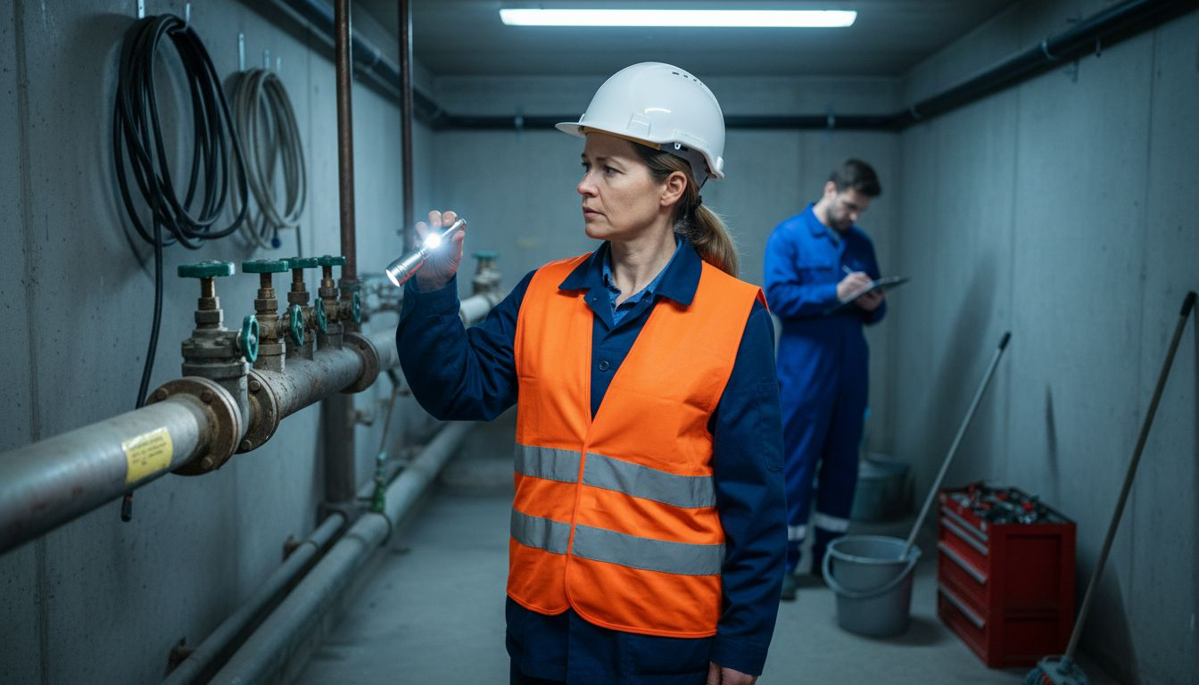 Während eines Ortstermins nimmt die Ingenieurin die Anlagen genau unter die Lupe.