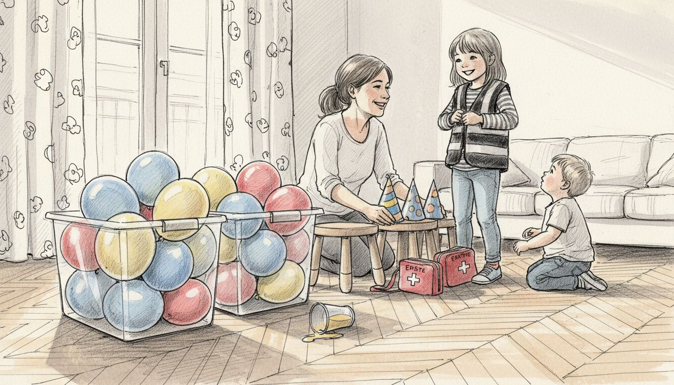 Gemeinsam mit ihrer Mutter planen die Kinder eine sichere und fröhliche Feier.
