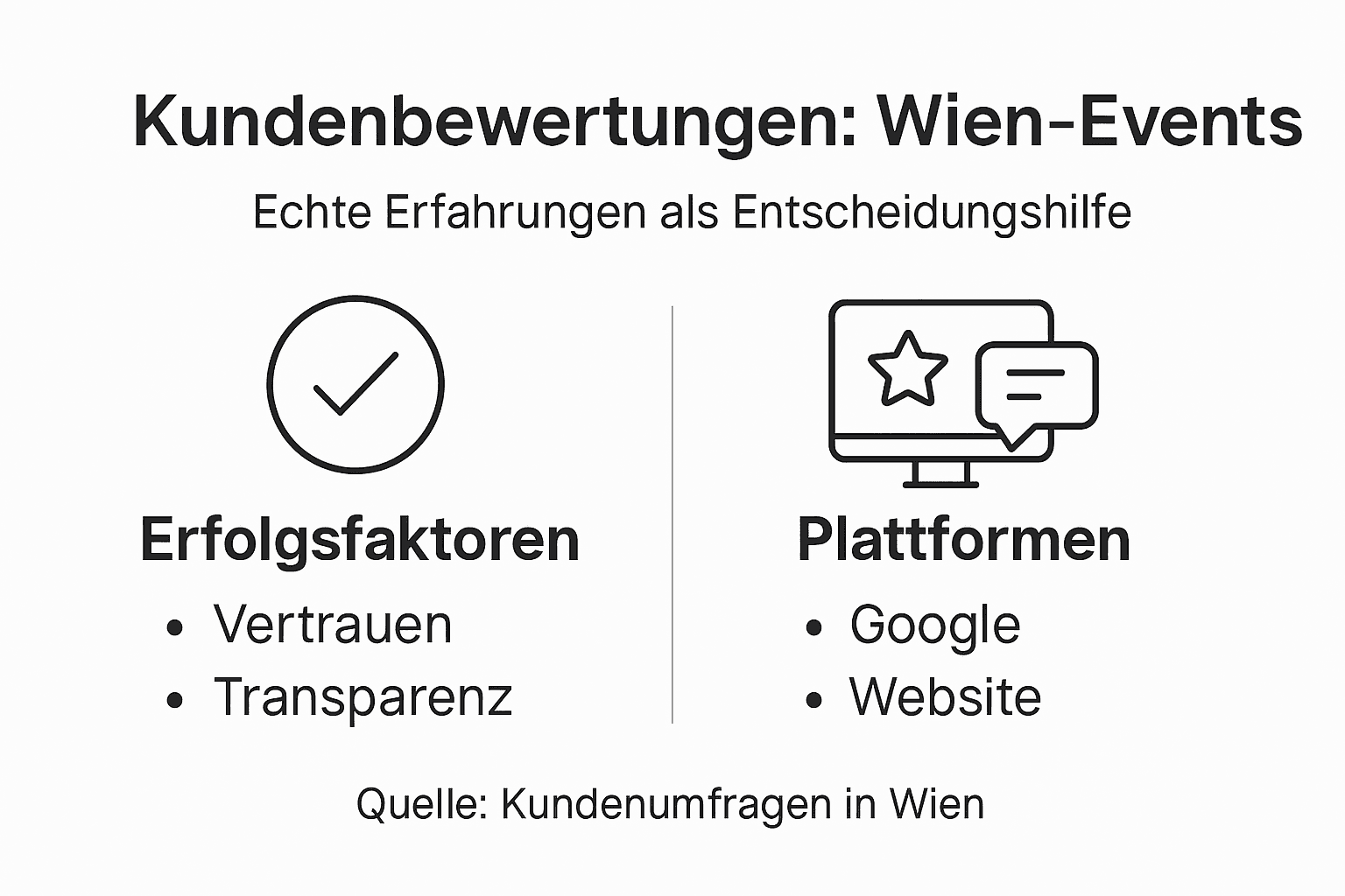 Übersicht: Wichtige Kriterien und Plattformen für Eventbewertungen – als Infografik auf einen Blick