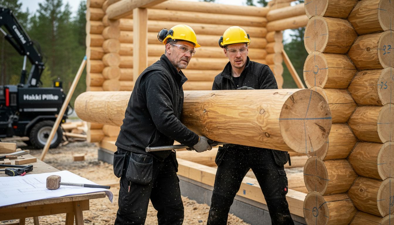 Hirsirakentaminen vaihe vaiheelta: onnistunut lopputulos 3 hirsirunko kokoaminen rakentajat
