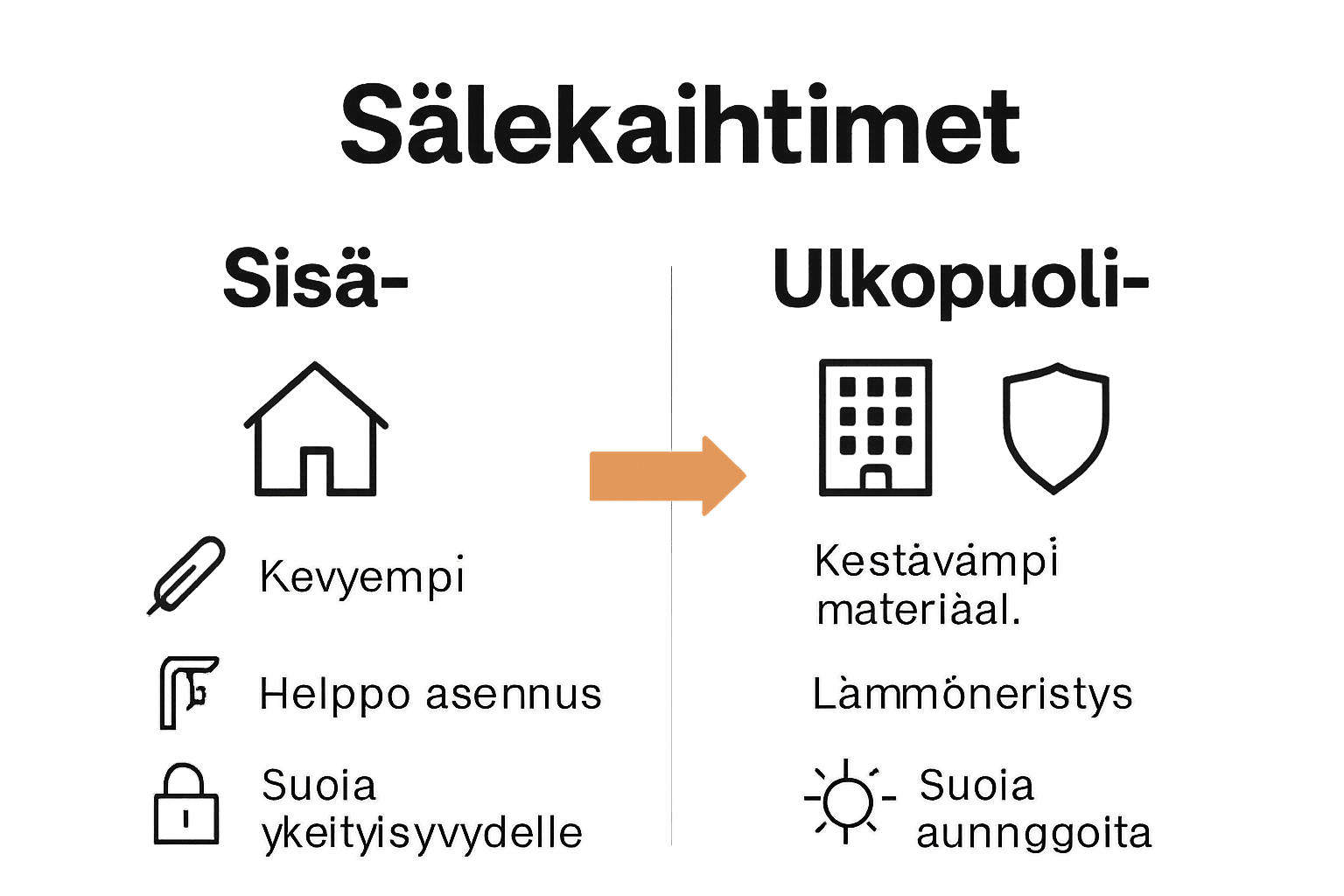Infographic comparing interior and exterior venetian blinds