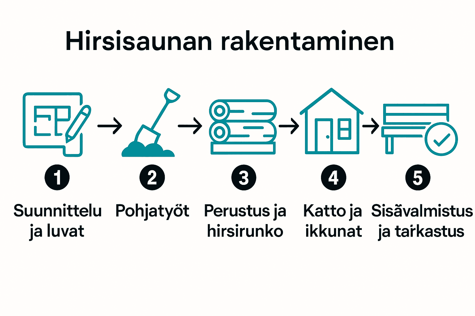 Infographic: five steps for building a hirsisauna