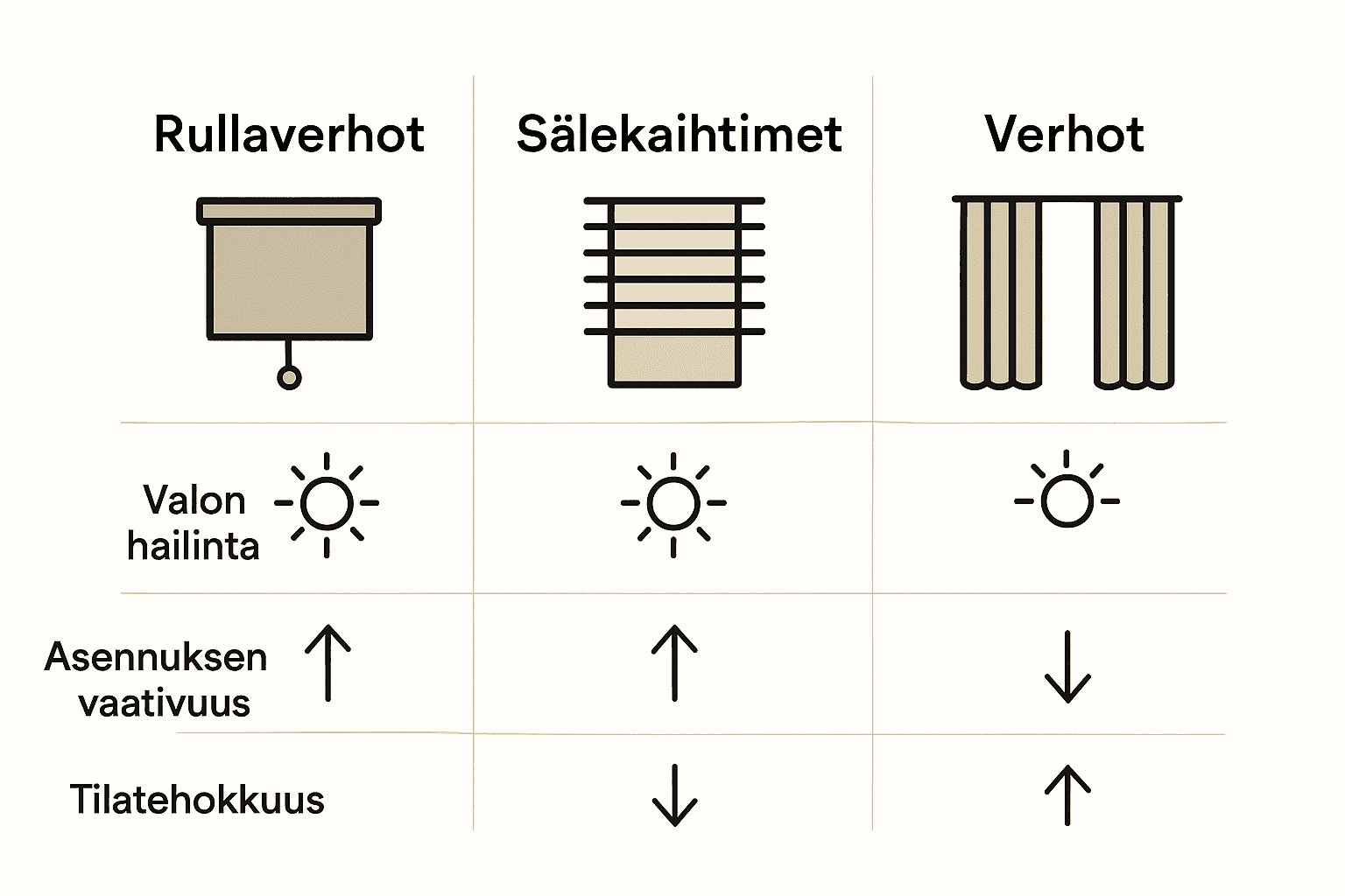 Infographic showing roller blinds versus venetian blinds and curtains