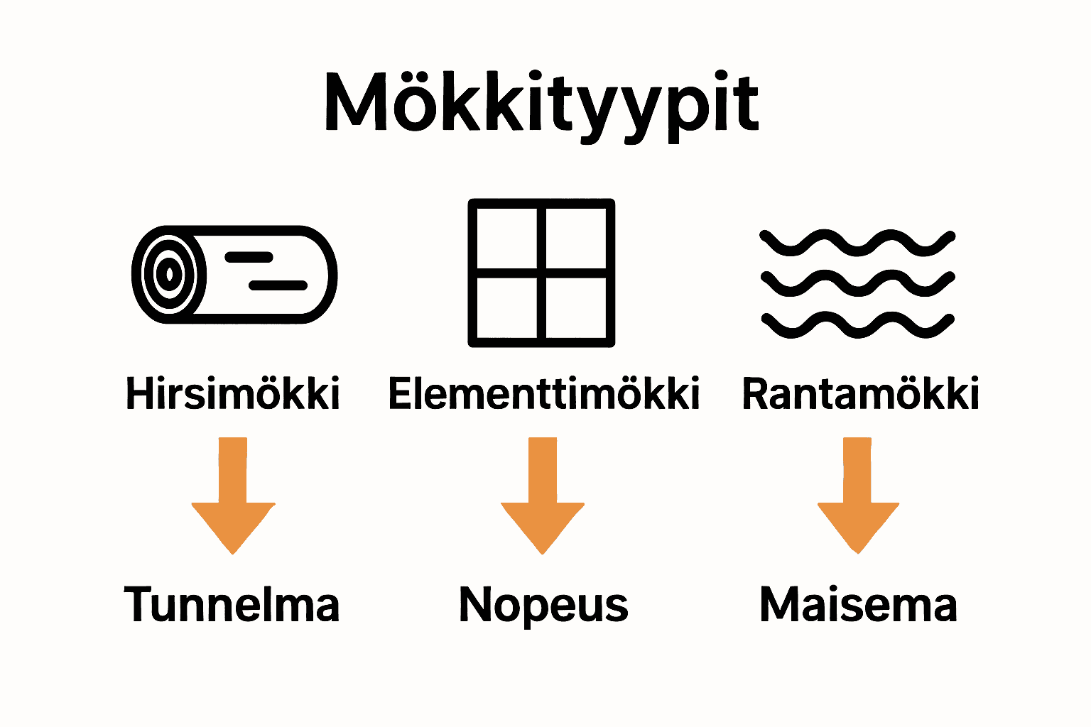 Kolmen mökkityypin vertailu infografiikkana