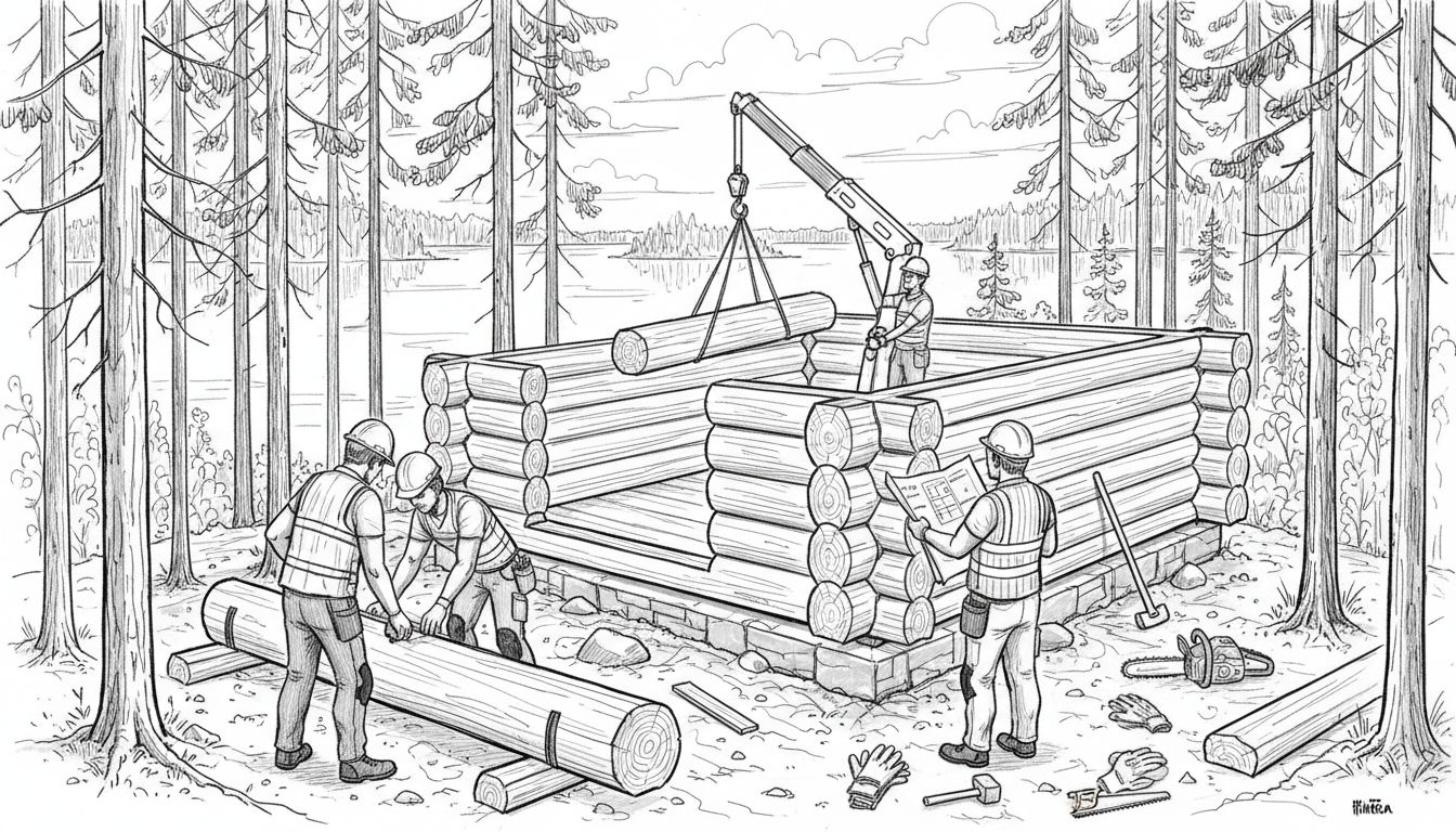 hirsimökki rakennustyömaa luonto