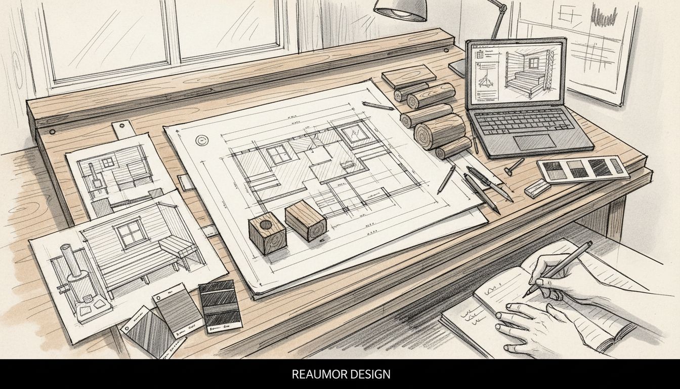 hirsisaunan suunnittelu työpöytä