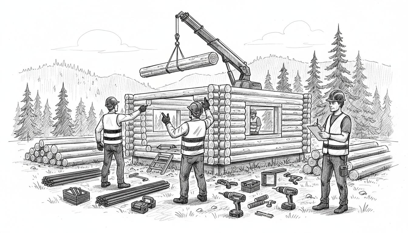 Rakennusluvan Merkitys Hirsitalolle: Täydellinen Opas 3 hirsitalo työmaa rakentaminen