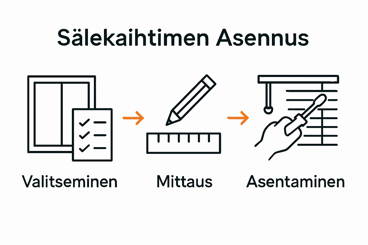 Sälekaihtimien asennus kolmessa vaiheessa