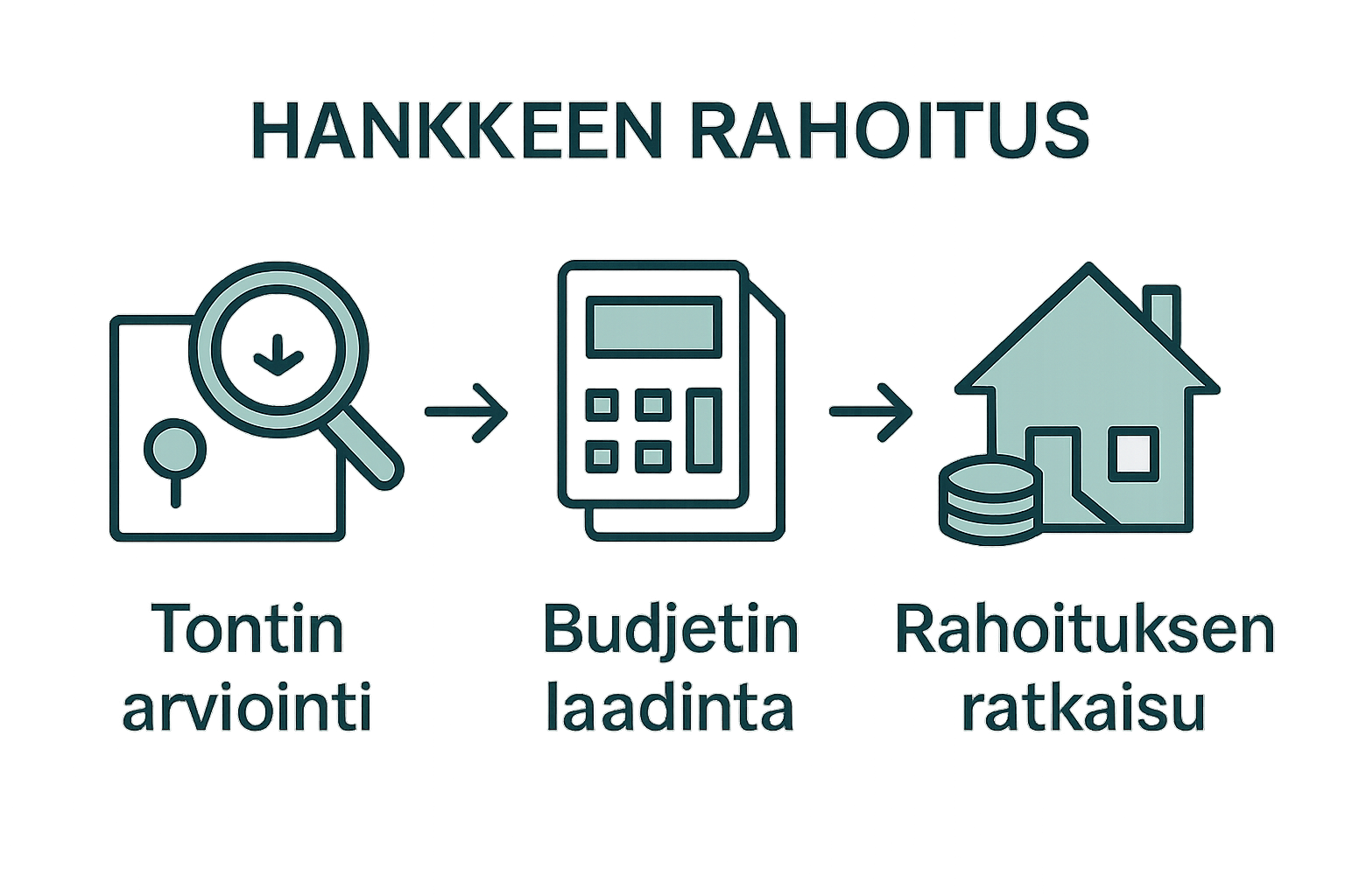 Hirsiprojektin Aloitusedellytykset: Kaikki Olennaiset Vaiheet 3 Infographic showing budget planning steps