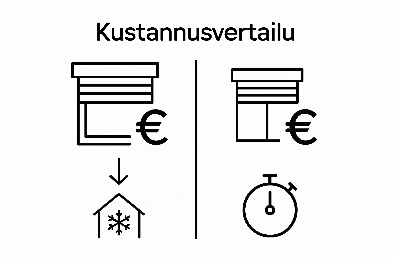 Havainnollistava vertailu: ulko- ja sisäpuolisten sälekaihtimien hintatasot