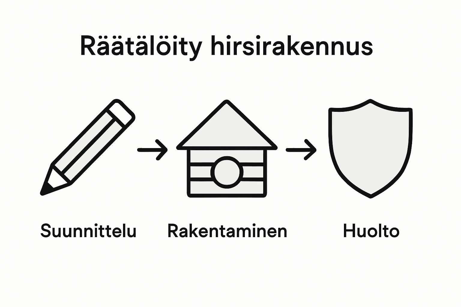 Räätälöidyn rakentamisen vaiheet havainnollistettuna