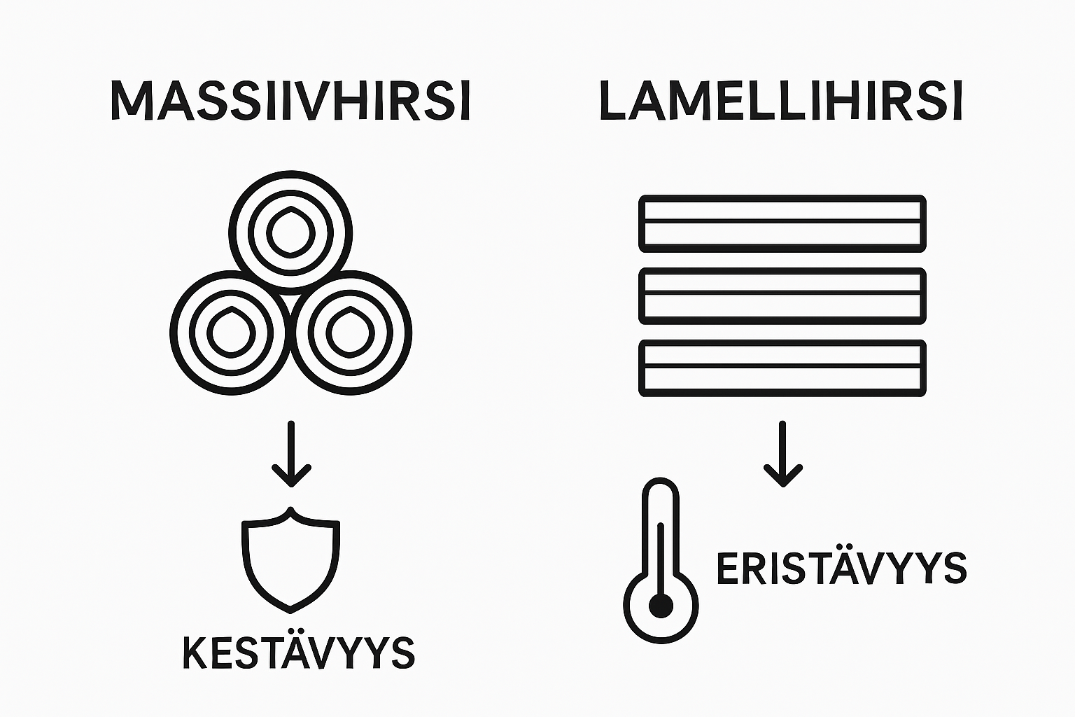 Havainnollinen vertailu: hirsi- vai lamellihirsi – mitä eroa näissä on?