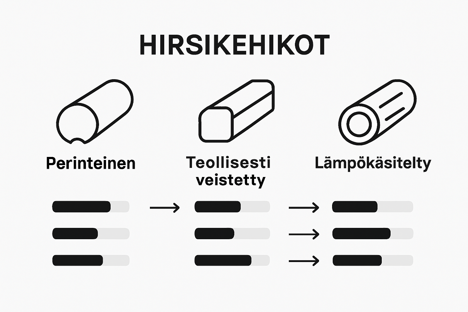 Kolmen eri loogisen viitekehyksen vertailu havainnollisessa infografiikassa