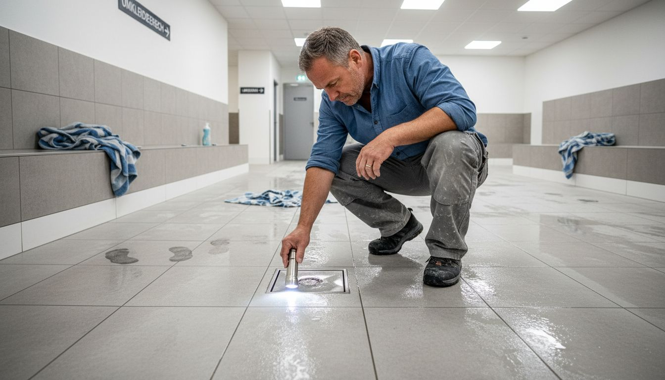 Überprüfung von Bodenfliesen in Feuchträumen