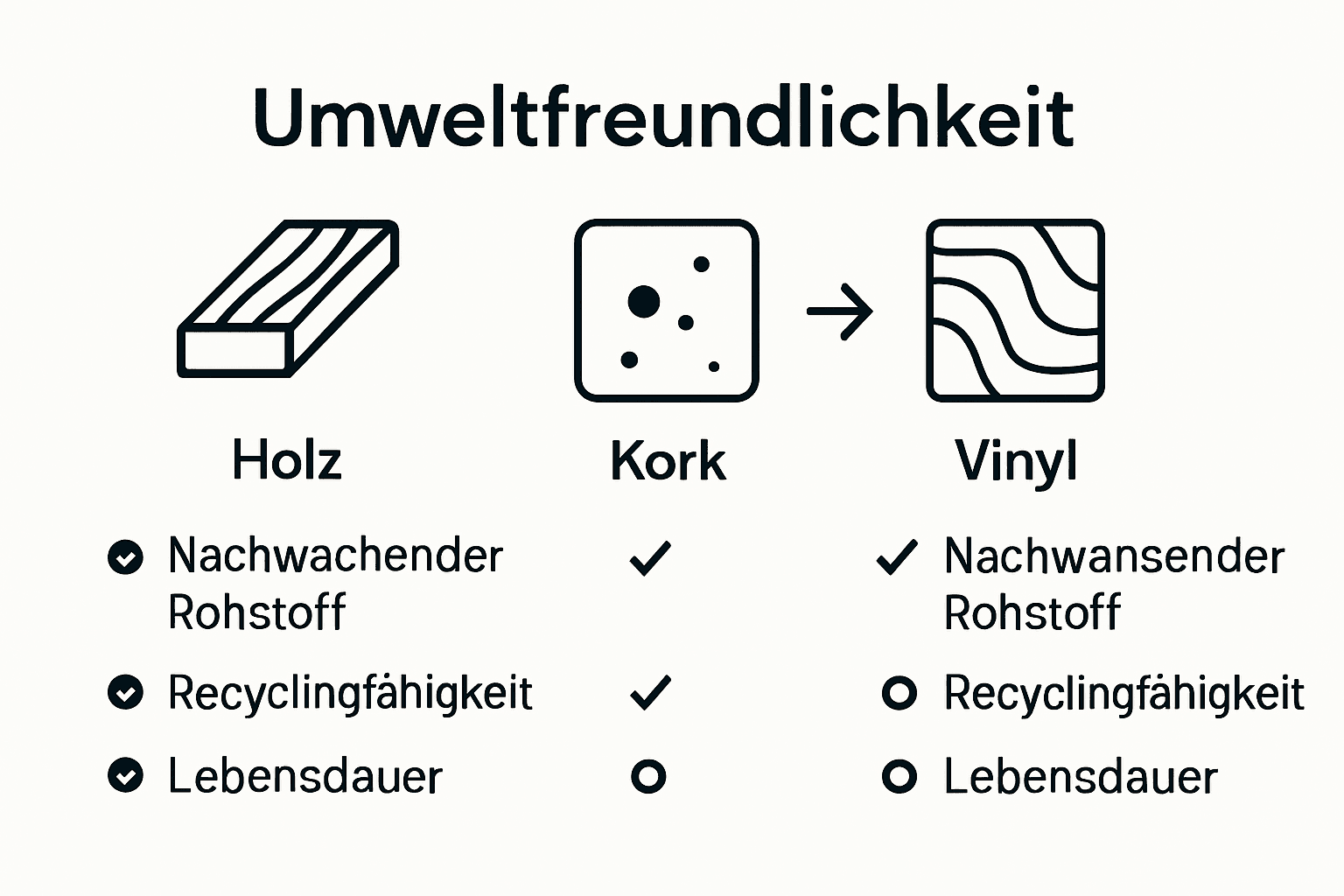 Infografik: Nachhaltigkeitsvergleich verschiedener Bodenbeläge auf einen Blick
