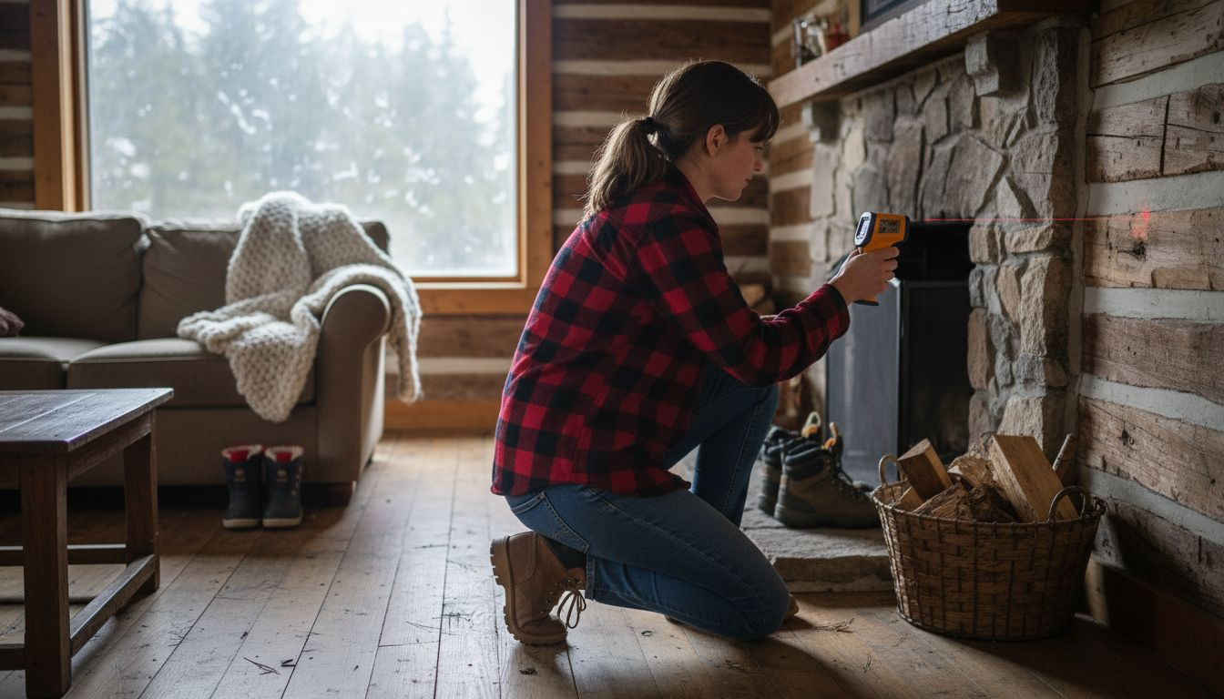 Measuring heat retention in log house