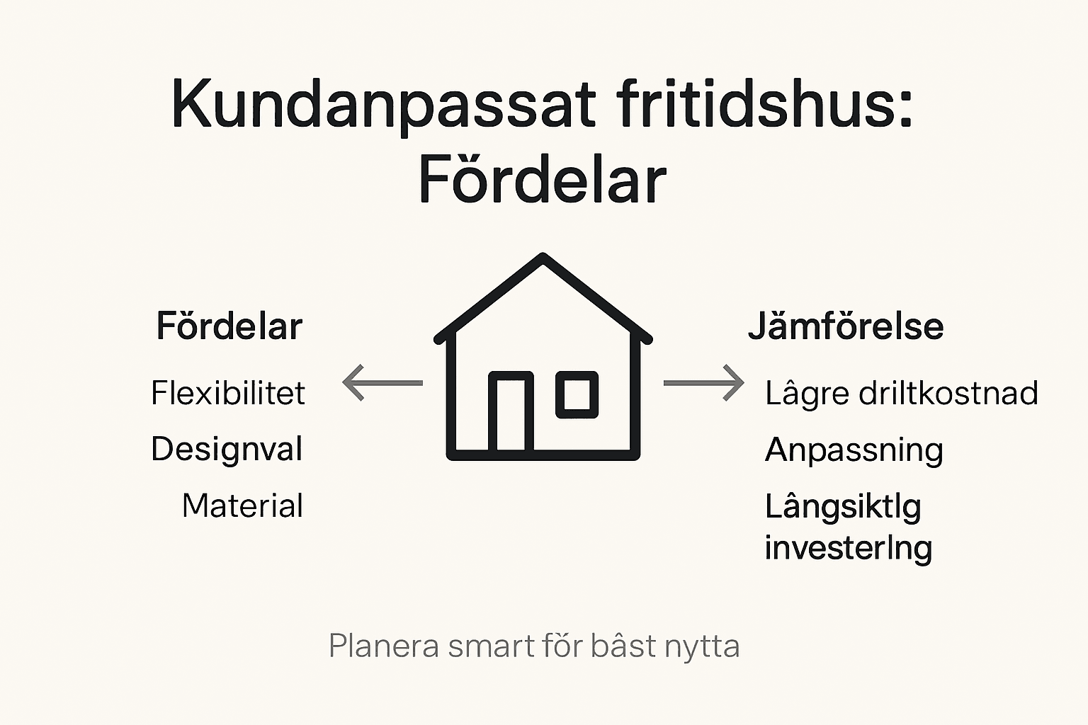Infografik som visar varför det är smart att välja ett fritidshus som är skräddarsytt efter dina egna önskemål.