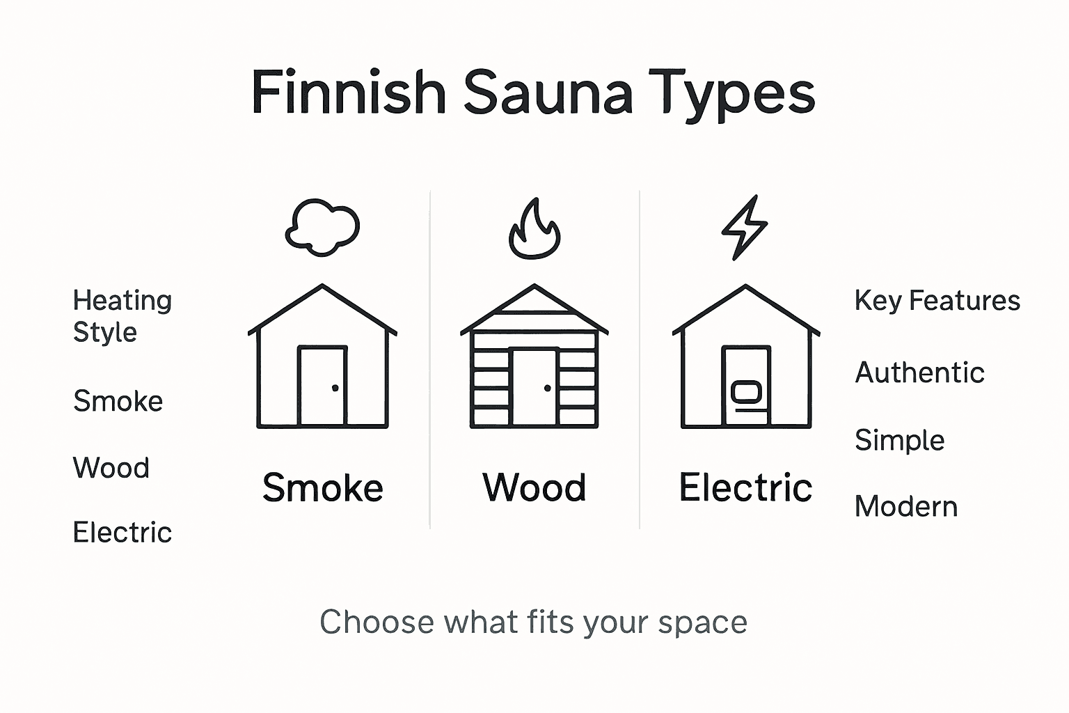 Infographic comparing Finnish sauna types
