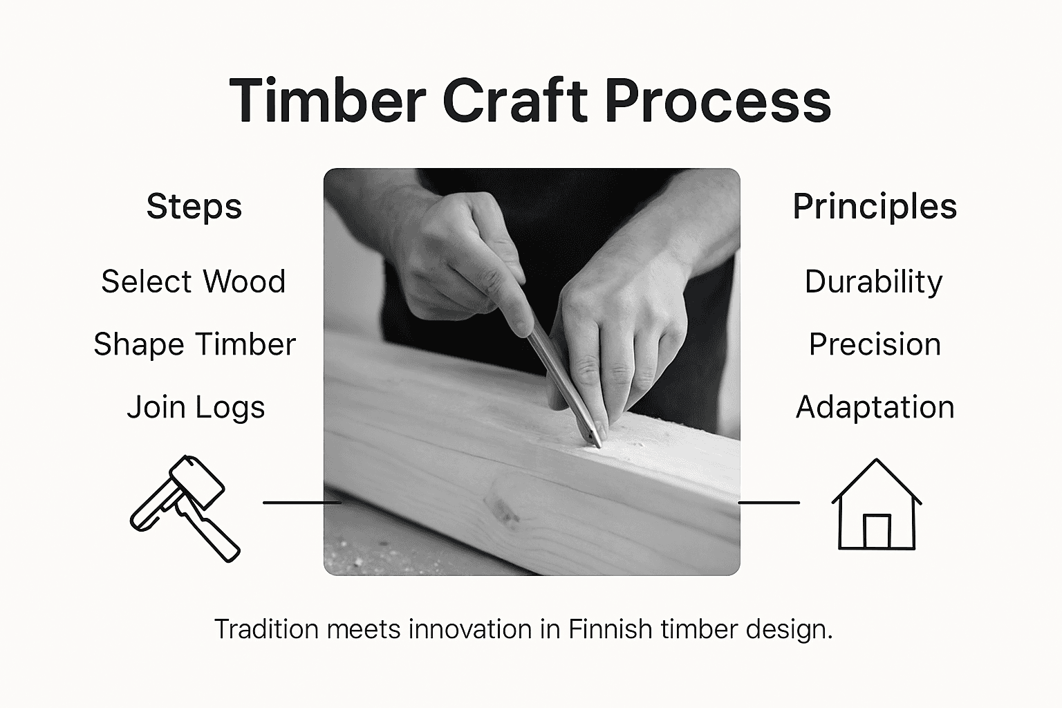 Infographic of Finnish timber craftsmanship process