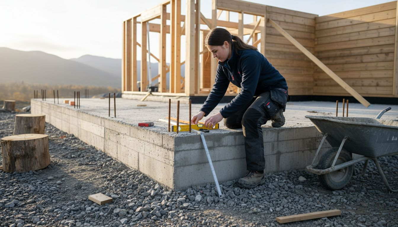 Støping av grunnmur og klargjøring av tomt