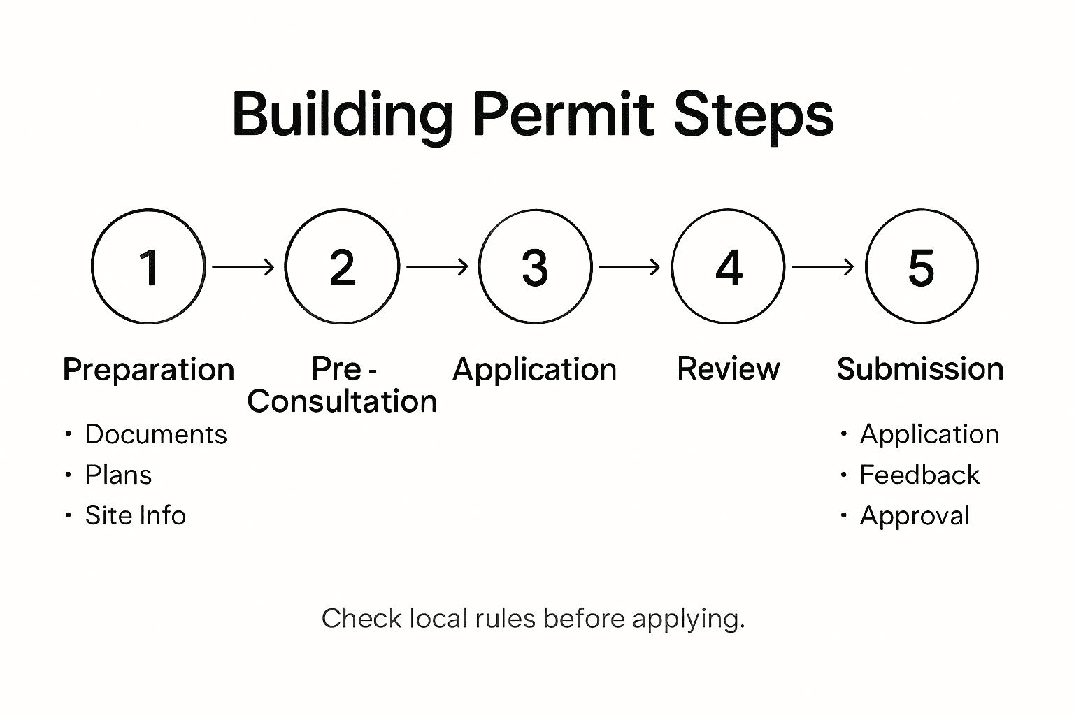 Infographic of building permit steps in Finland