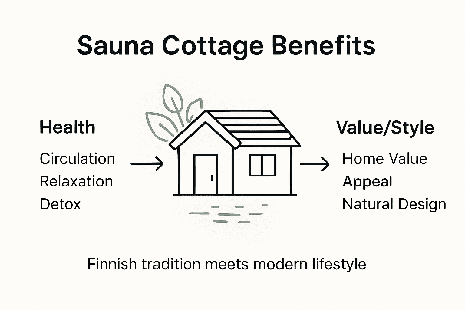 Infographic with sauna cottage health, value, and style