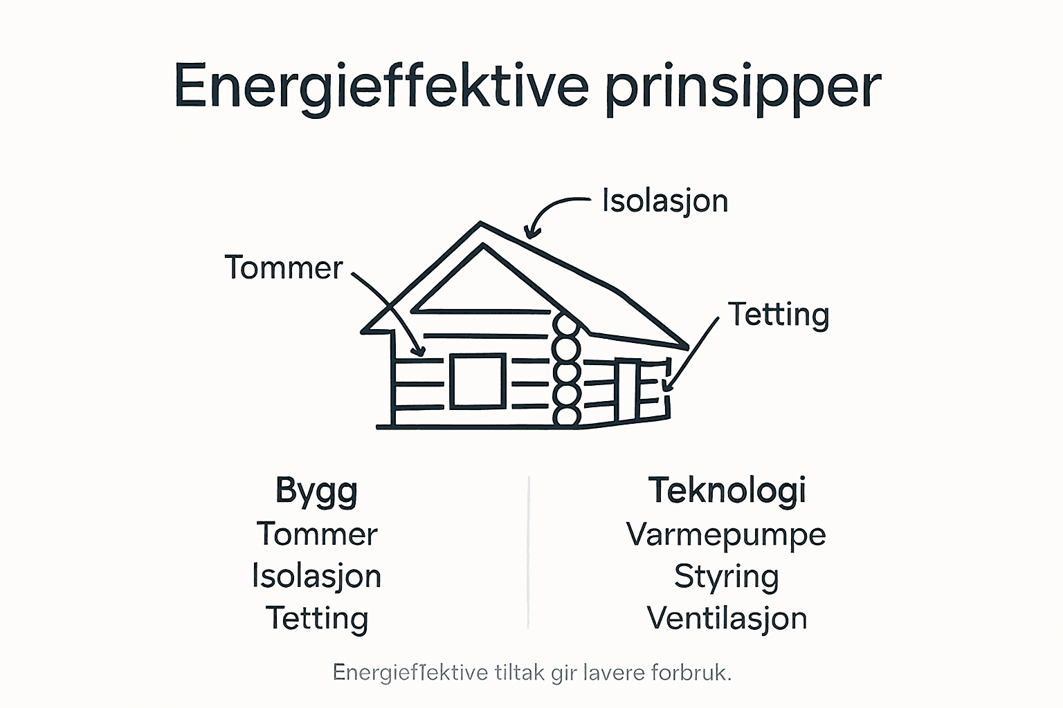Infografikk: Slik bygger du en energieffektiv laftehytte – nøkkelprinsipper og gode råd